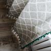 Curtain Geometric Printing Green Tassel American Style Small Window Kitchen Valance Cotton Linen Semi-shading Window Curtain