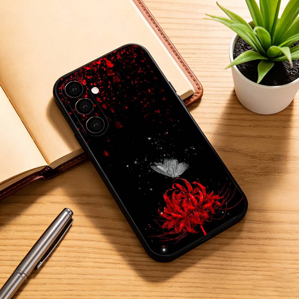 Ghoul Red Spider Lily Tokyo Phone Case For Samsung Galaxy A73,A72,A71,A70,A53,A52,A51,Soft Silicone Black Cover