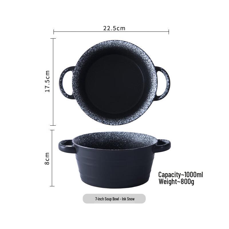 RuHan Japanese Ceramic Double-Handle Soup Bowl