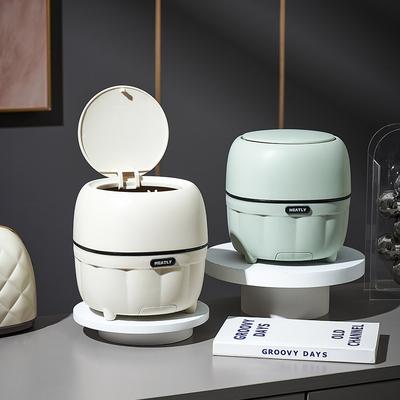 Desktop Trash Can, Home High-end Mini Storage Bucket, Press-type Wastebasket, Office Desk, Double Inner Bucket