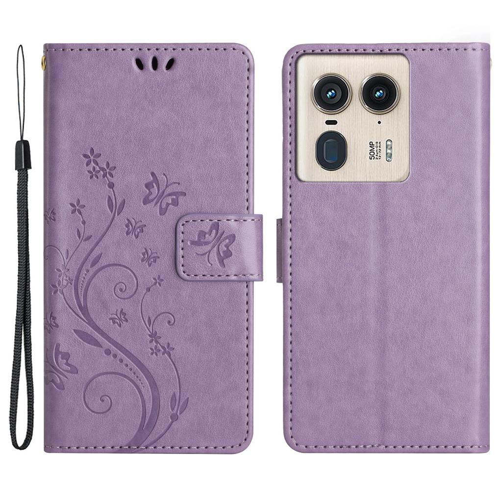 Für Motorola Edge 50 Ultra 5G/Moto X50 Ultra 5G Hülle Schmetterling Blume Lederhülle