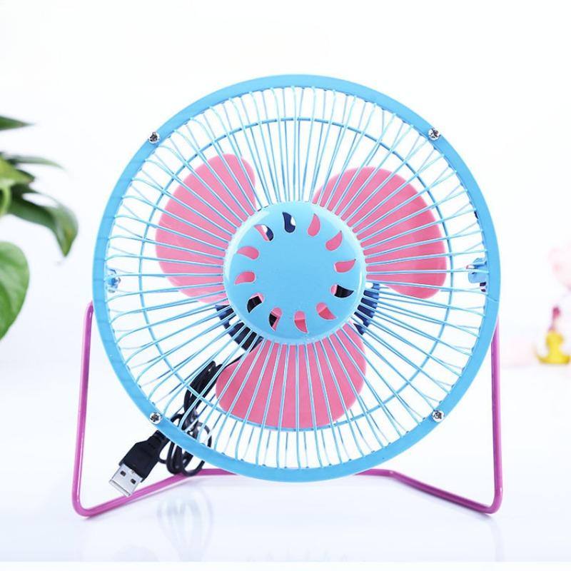 USB Cartoon Metal Fan Aluminum Leaf Mini Super Quiet Color Small Fan Iron Art Computer Fan
