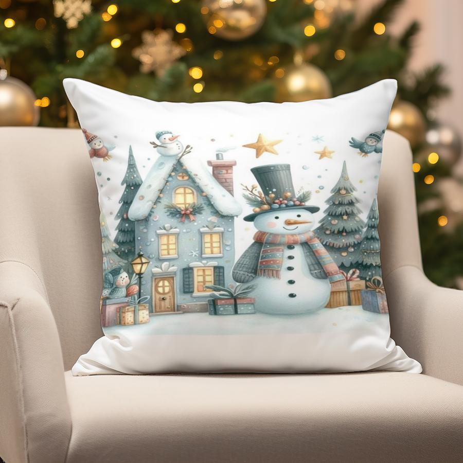 Home Decor Christmas Snowmen & Santa Pillows Suitable For Sofa Bedroom Car Pillow Cover Cushion Rectangular Back Cushion