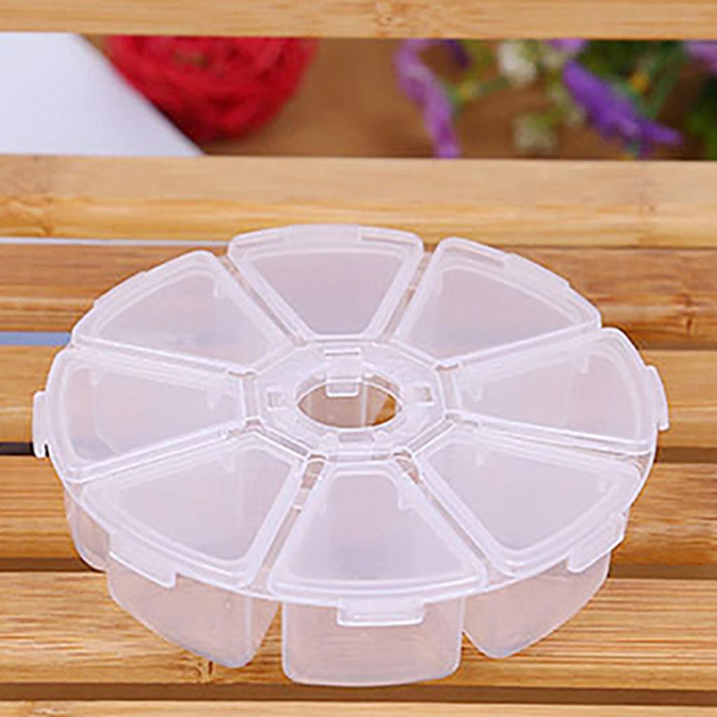 Round Guitar Picks Jewel Fishing Case Storage Medicine Box 8 Grids Container