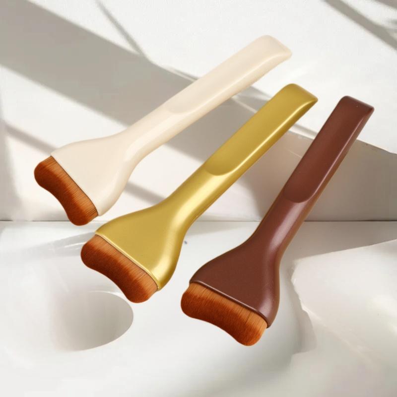 Tongue-Shaped Makeup Brush for Contouring Foundation Cream Blush and Tanning Soft Bristle Multi-Purpose Tool for Day Use