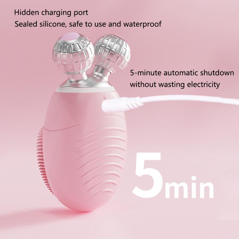 Multi-function Silicone Electric Facial Cleansing Brush Deep Clean Vibration Massage 3D Roller V-Face Skin Lifting and Firming
