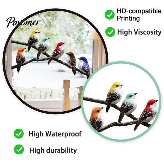Bird Themed Glass Sticker on Branch Window Sticker, Colorful Birds Decorative Static Bathroom Cling Decal, Waterproof Removable Animal for