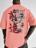 Vintage Red White Dragon With Plum Blossom Streetwear Graphic Tshirt