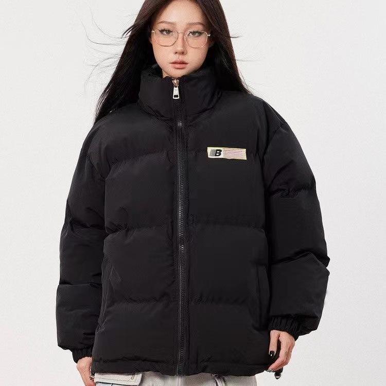 

New men s and women s printed stand-up neck cotton-padded clothes, winter warm couple bread clothes M