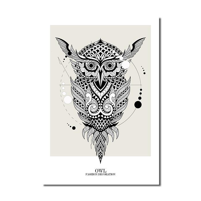 Abstrakte geometrische Tiere Leinwand Malerei Löwe Eule Wolf Poster Nordic Print Wandkunst Bilder für Wohnzimmer Moderne Wohnkultur