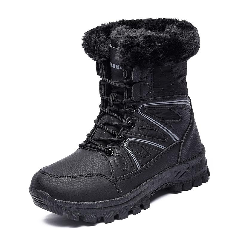New Outdoor Travel Sports Large Size Snow Boots Winter Fleece Warm Medium Boots Ski Hiking Shoes