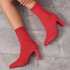 Fashion 2024 Winter High-quality Women's Shoes New Fashion Solid Color Pointed Toe Cloth Short-barrel Women's High-heeled Boots