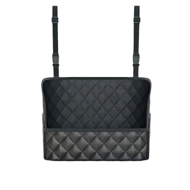 Red de almacenamiento para asiento central de coche Bolsa de cuero de gran capacidad Bolsa de almacenamiento para respaldo de asiento Bolsas colgantes para almacenamiento de suministros para asiento de coche