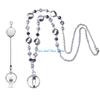HX6F Women Beaded Chain Necklace Retractable Badge Reel Lanyard Badge Holder Gift