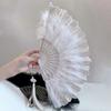 1PC Dance Hand Fan Party Decoration with Pendant Gothic Court Feather Lace Vintage Lolita Folding Fan