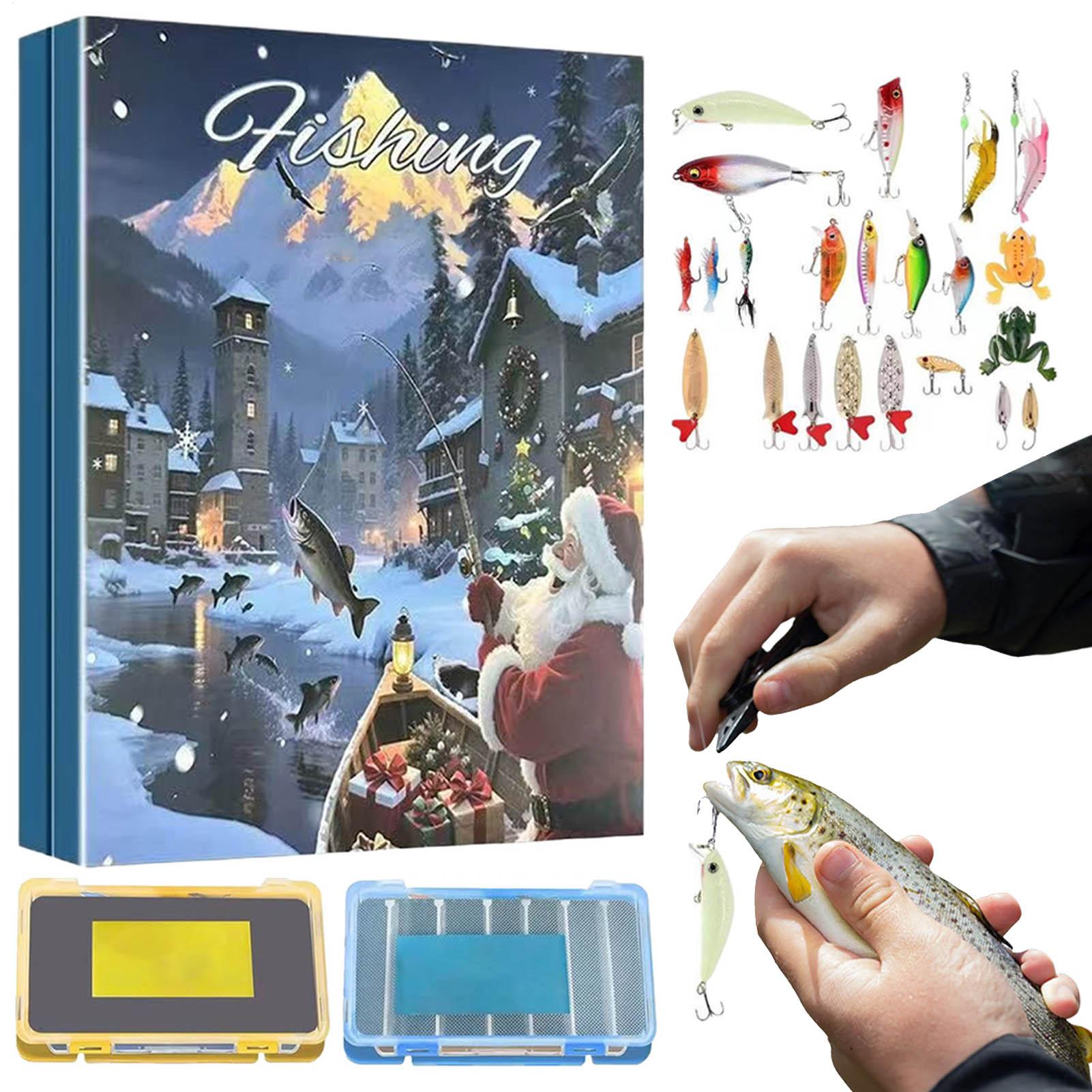 

Fishing Lure Calendar Advent 2026 24-Day Holiday 2026 Party Favors Fishing Bait Christmas Countdown Calendar For Men Boys A