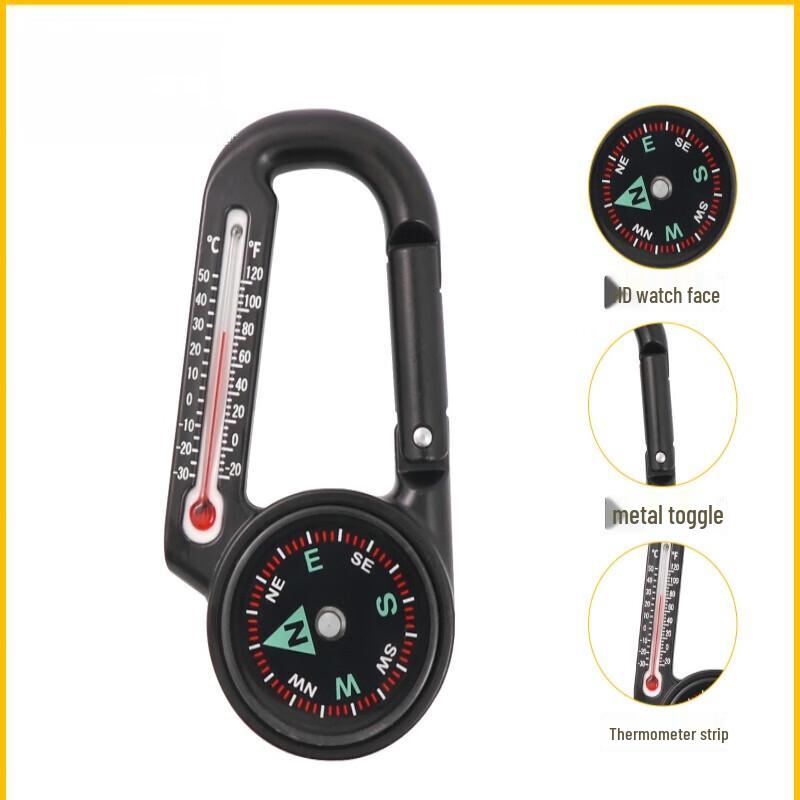 OEING Outdoor Multifunction Compass Carabiner with Thermometer (2-Pack)