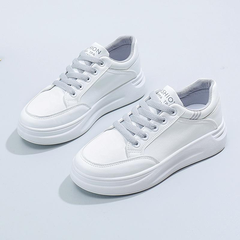 Women's Shoes 2025 New Spring and Autumn Thick-soled Leather Muffin Small Man Versatile Casual Versatile Muffin Small White Shoes Women