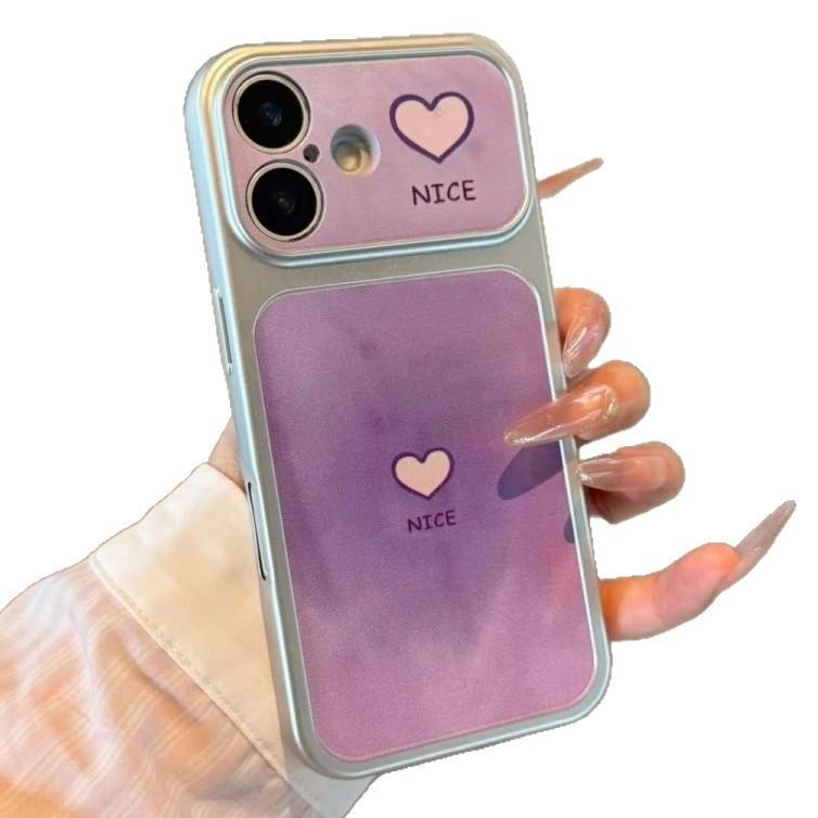 Ins Pink and Purple Smudge Love Applies To iPhone17 Electroplated Mobile Phone Case Apple 16 Large Windows 15/14 Personality 13