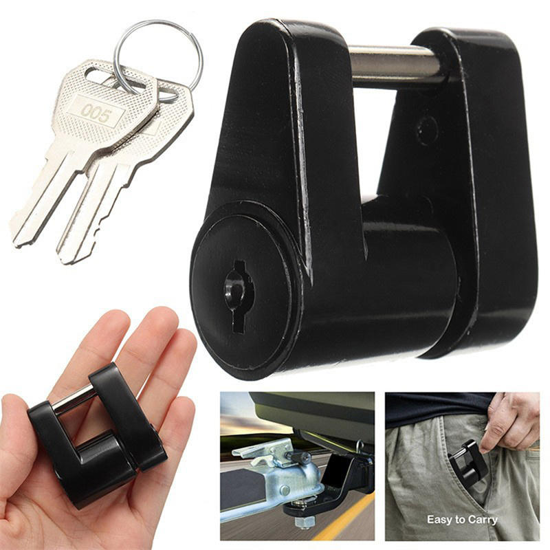 Zinc Alloy Lock 1/4 Small Trailer Accessory Two Keys Security Protector RV Truck Connector Anti-theft Trailer Hitch Locks