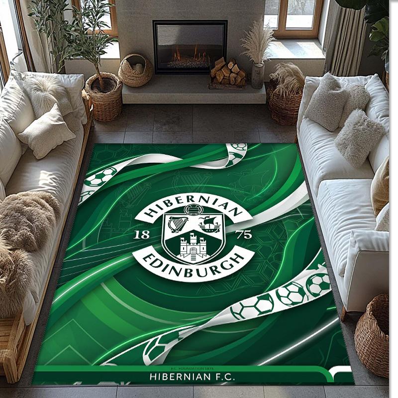 Hibernian FC Fußballmuster Weicher Teppich Rutschfeste Indoor-Bodenmatte Sportdekorationsmatte für Schlafzimmer