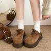 Mattierte Retro-Muffin-Plateau-Lederschuhe im britischen Stil für Damen 2025 Frühling neue Schnürschuhe mit großer Kappe Birkenstock Einzelschuhe