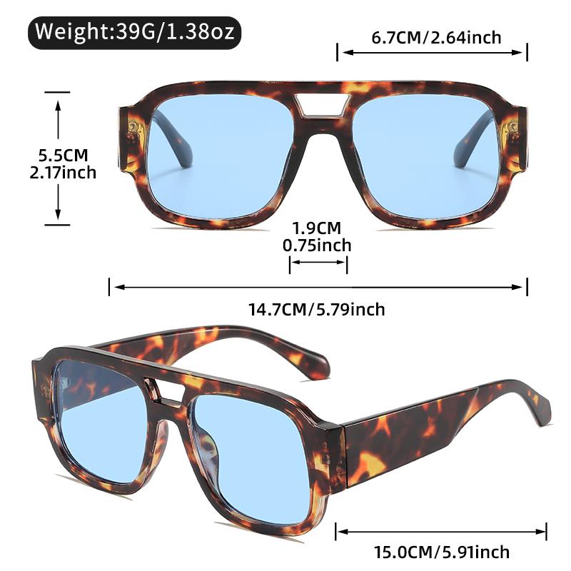 Retro Double-beam Square-framed Sunglasses for Travel, Parties, Daily Wear and Photography Decoration