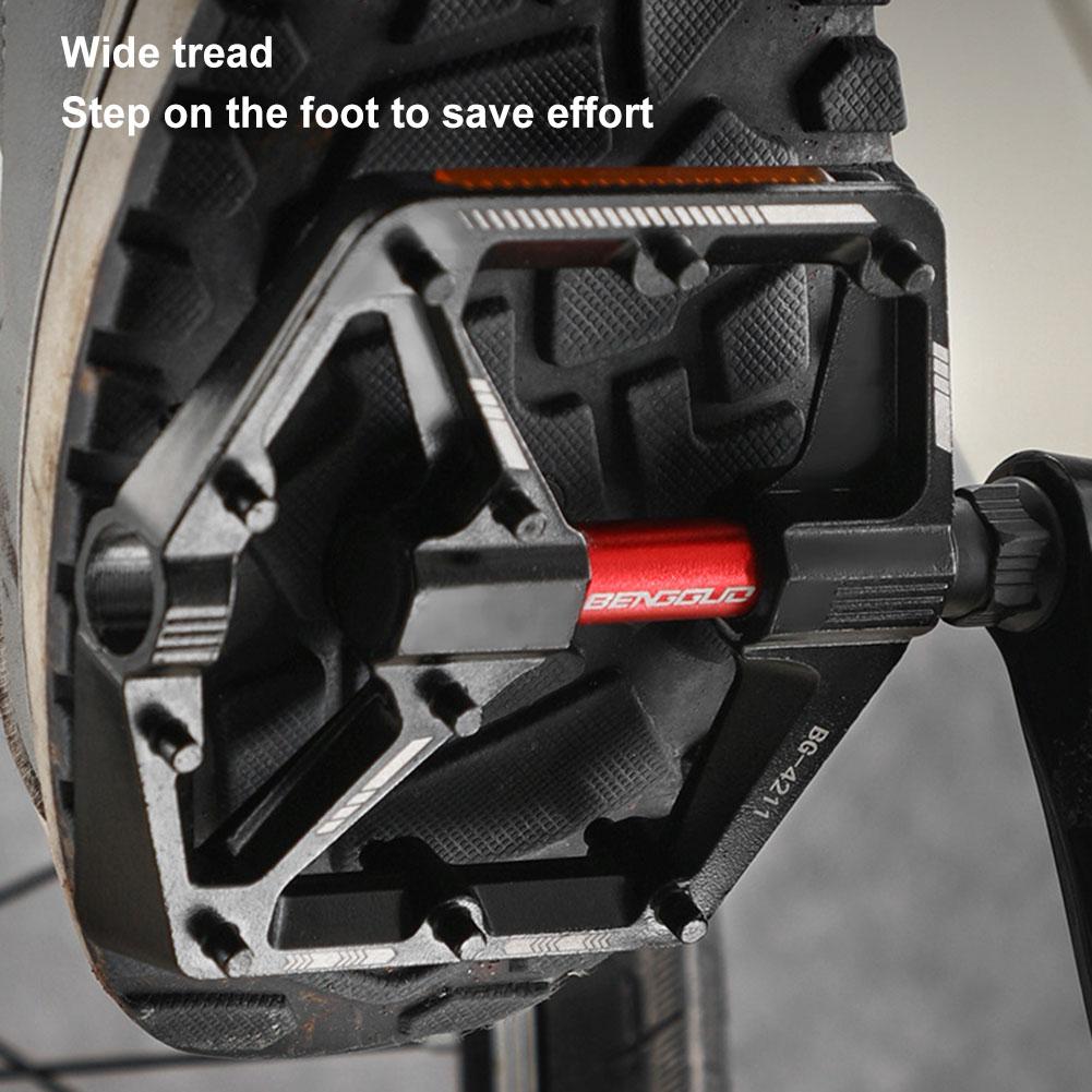 Double DU Bearing Ultralight Bike Pedals Aluminum Alloy Bicycle Platform Pedals Anti-Slip Cycling Safety Pedals for Night Riding