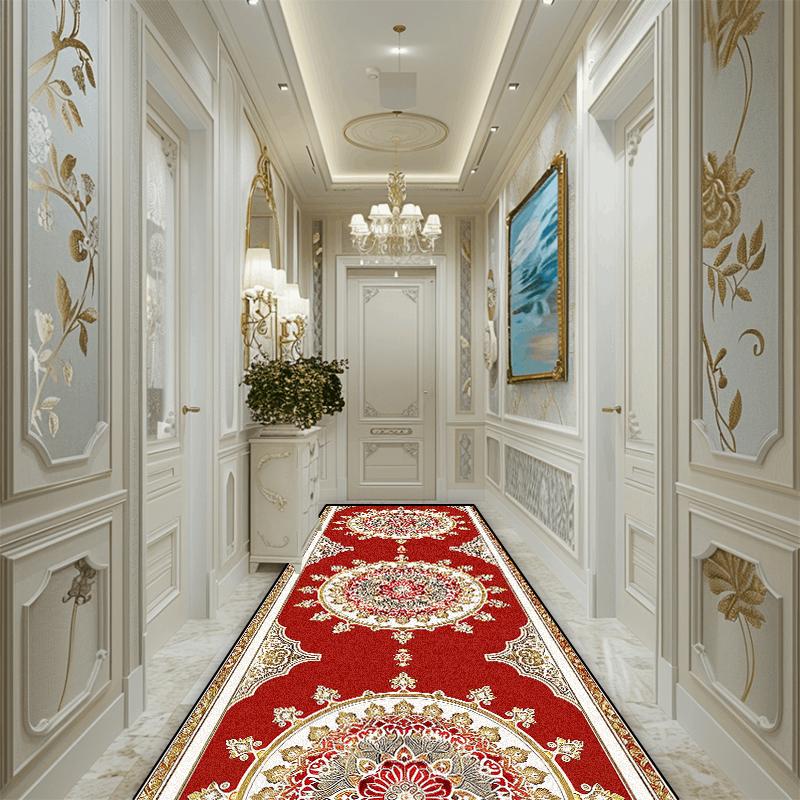 European Luxury Corridor Runner Carpet Bedroom Entry Channel Non-slip Long Rugs Hotel Lobby Decoration Stairway Hallway Soft Mat