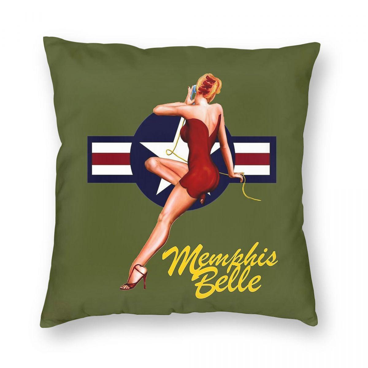 Memphis Belle Flying Fortress Pillowcase Polyester Linen Velvet Pattern Decorative Throw Pillow Case Room Cushion Cover x 30x30cm
