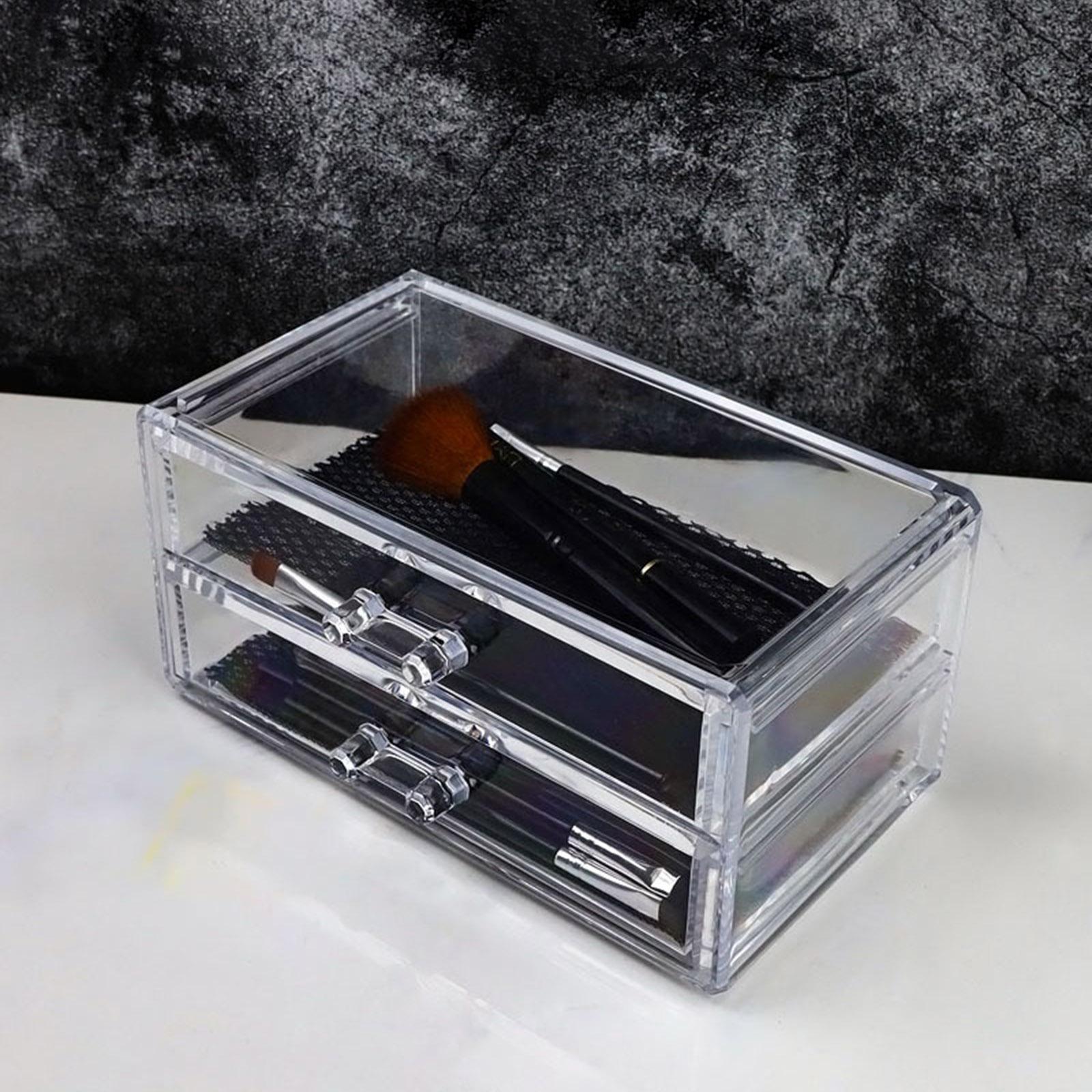 

2 Drawer Transparent Acrylic Makeup Storage Box Desk Jewelry & Clear Cosmetic Vanity Storage Display Box Make Up s And Storage Make