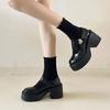 Fashion Chunky Platform High Heels Pumps Women 2025 Spring Autumn Belt Buckle Mary Jane Lolita Shoes Woman Black Beige Cute Party Shoes