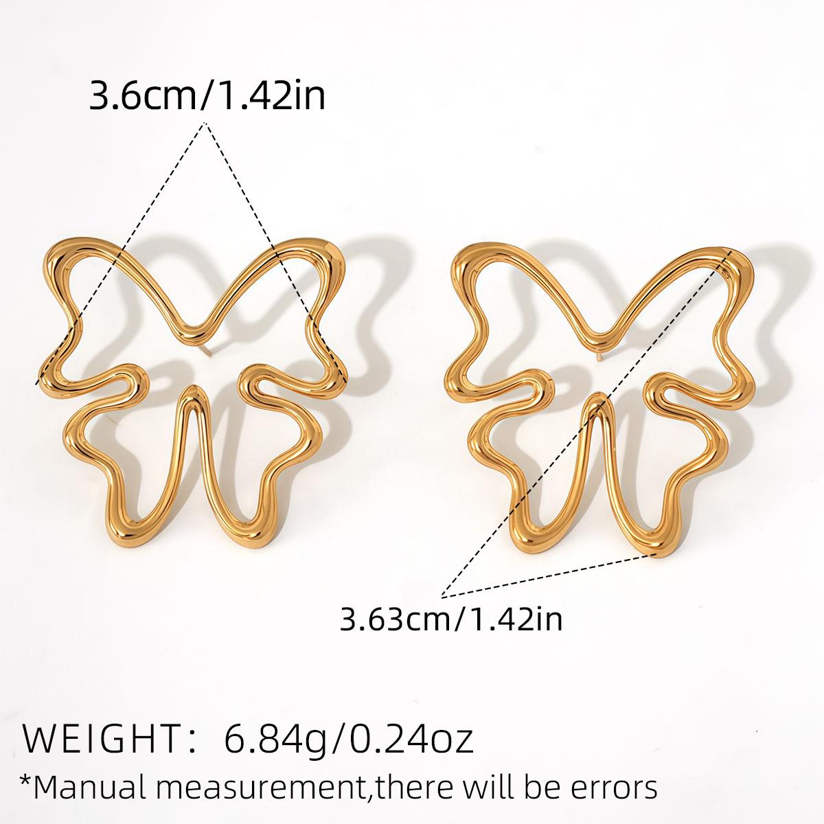 

Fashion Butterfly Design Stainless Steel Earrings For Women 18K Gold Plated Waterproof Zircon For Daily Wear Vacation Seaside