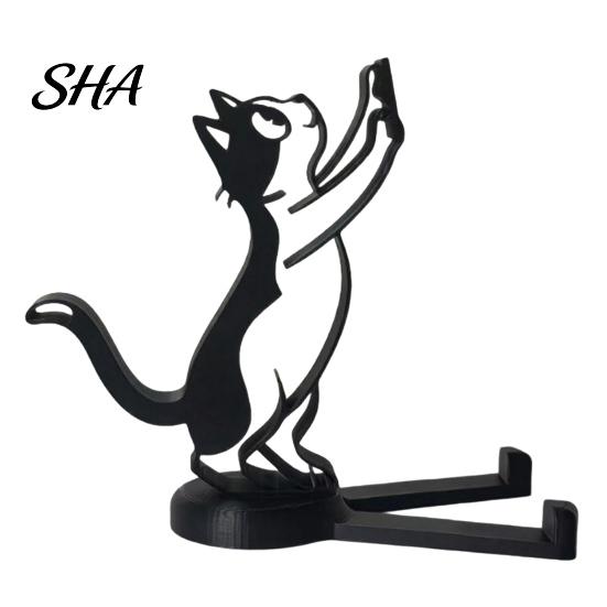 Horizontal Vertical Phone Holder 3D Printed Mobile Holder, One-Piece Molding Stand, Portable Stand Climbing Cat Shape Stable Support for Watching