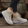 Women Casual Boots Women Round Toe Lace Up Boots  Autumn Winter Snow Boots Women Fur Low Heels Boot Botas Mujer Plus Size2024