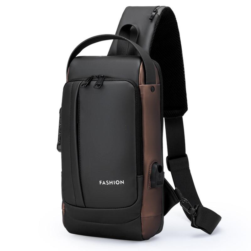 Password Lock Anti-theft USB Men's Bag Men's Chest Bag Casual Sports Travel Backpack Shoulder Crossbody Bag Men Motorcycle Bags
