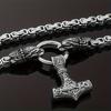 Cross-border Hit Men's Nordic Viking Stainless Steel Wolf Head Thor's Hammer Pendant Necklace