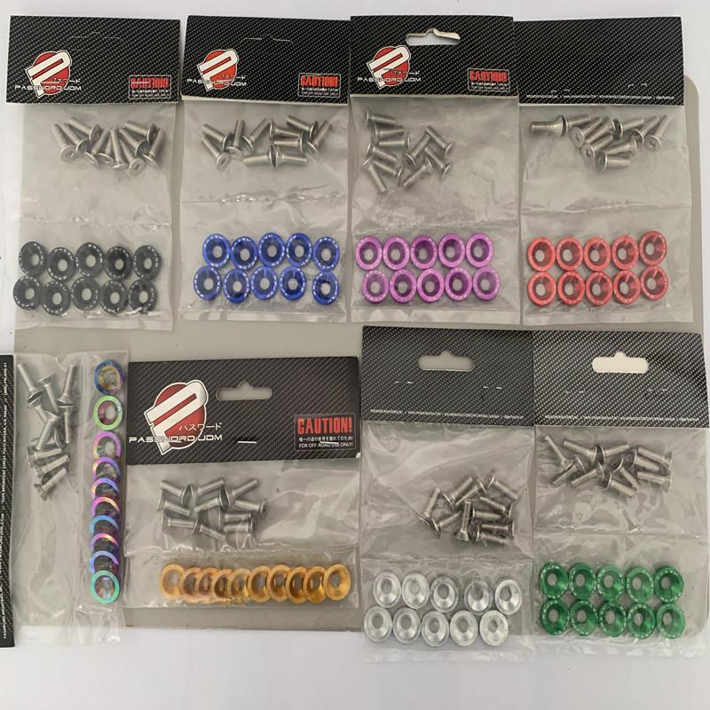 Universal JDM Fender Washers M6 Bolt Set Car Modification Gasket Screw Fender Bumper Engine Aluminum Concave Screws Hex Fastener