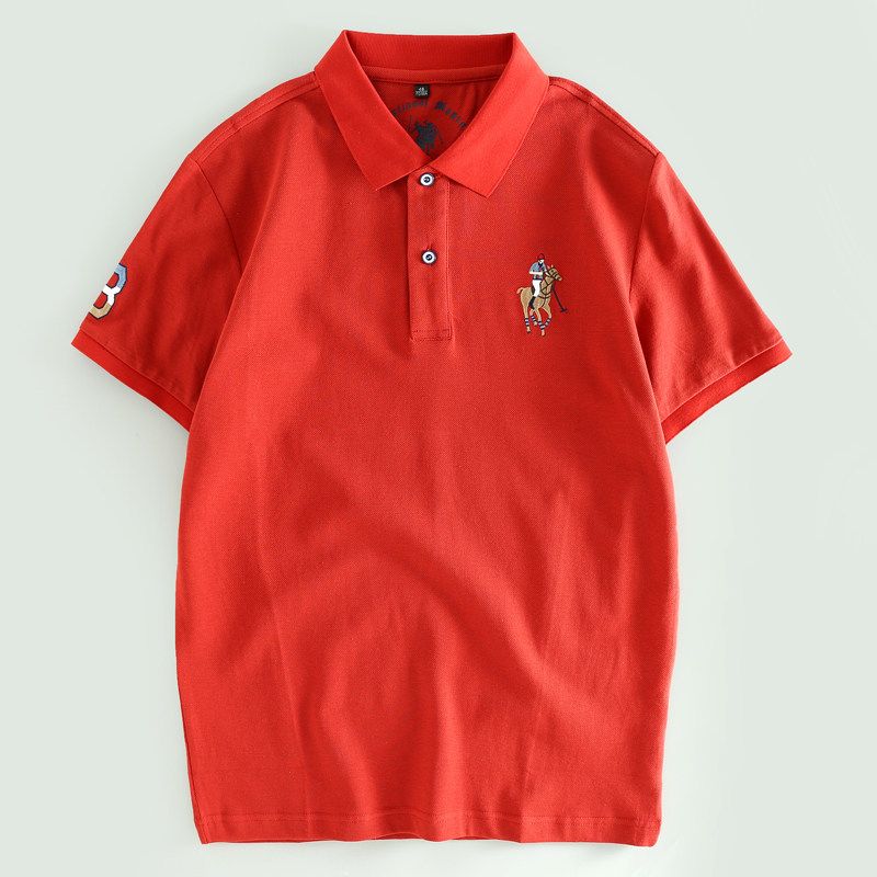 Export Surplus Heavy Embroidery All-Cotton Polo Shirt for Men, Spring/Summer Loose Casual Versatile Turn-Down Collar Short-Sleeve T-Shirt