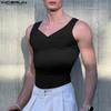 INCERUN Men V Neck Strap Sleeveless Twisted Casual Fitted Tank Tops Undershirts