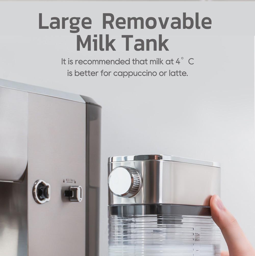 HiBREW H13A 3 v 1 Poloautomatický kávovar, 6 kávových režimů, Extrakční tlak 20 barů, Odnímatelná nádržka na vodu 1,3 l, 51mm rukojeť z hliníkové slitiny