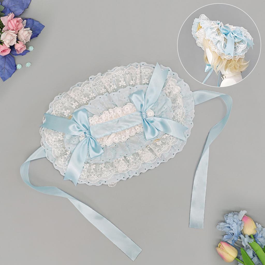 Elegant Straw Sun Hat For Women Garden Party Traditional Lace Bowknot Bonnet Hat for Theme Party Costume Accessories