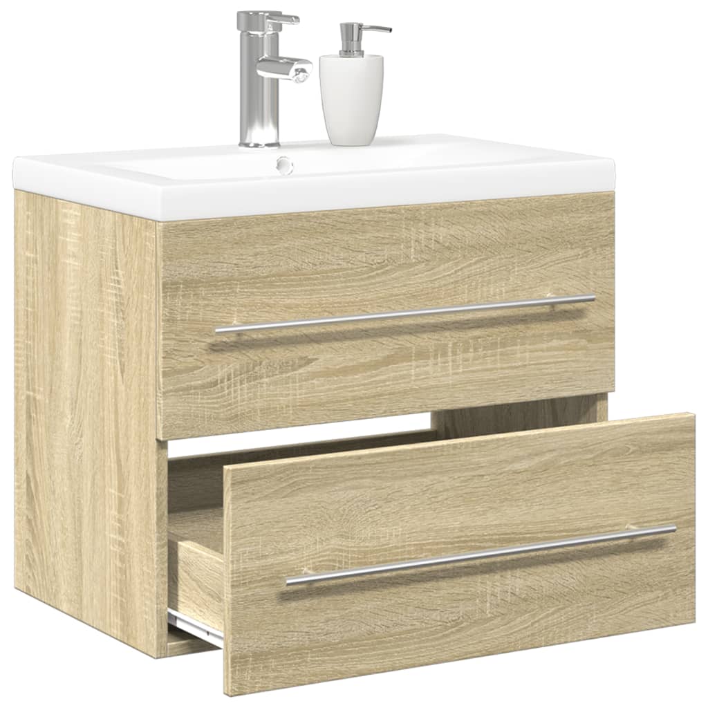 2 Piece Bathroom Furniture Set Sonoma Oak Particleboard