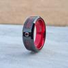 8mm Black Tungsten Rings with Red Celtic Dragon Inlay – Stylish Wedding Bands for Men Durable Unique Design Free Custom Engraving