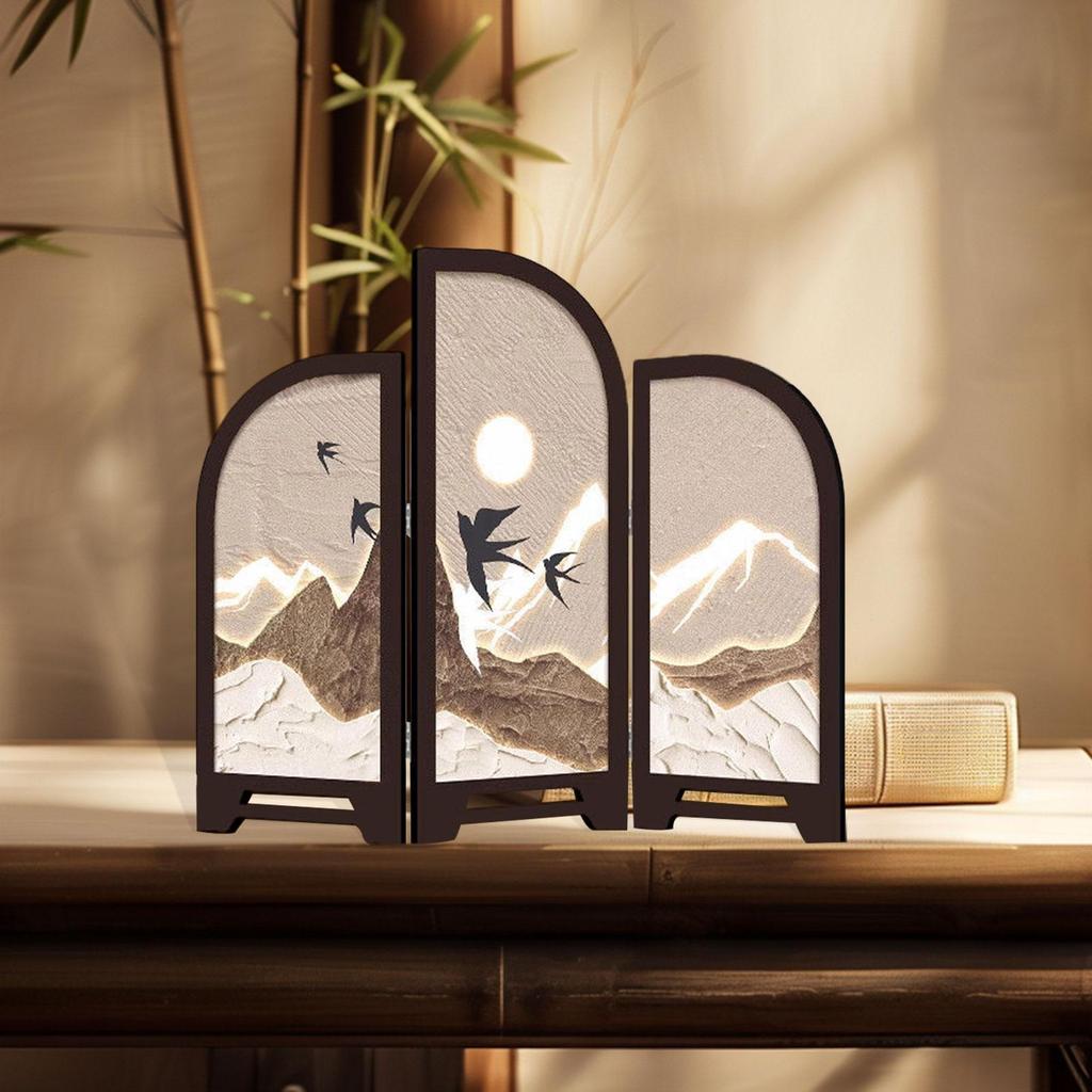 3 Panel Divider Table Screen for Feng Shui Decoration In Living Room