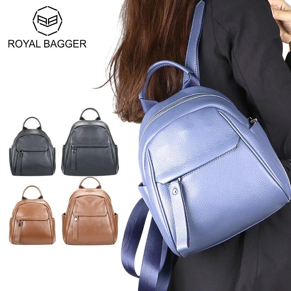 

Стильные рюкзаки Royal Bagger из воловьей кожи, большая вместительная сумка из натуральной кожи, женский рюкзак 1667