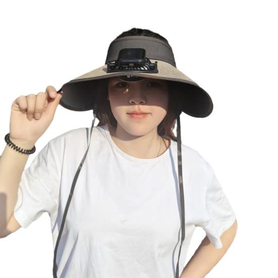 

Уличная шляпа с козырьком и встроенным вентилятором, широкополая пустая верхняя охлаждающая шляпа с солнечной батареей и USB-зарядным вентилятором для путешествий на пляже хаки