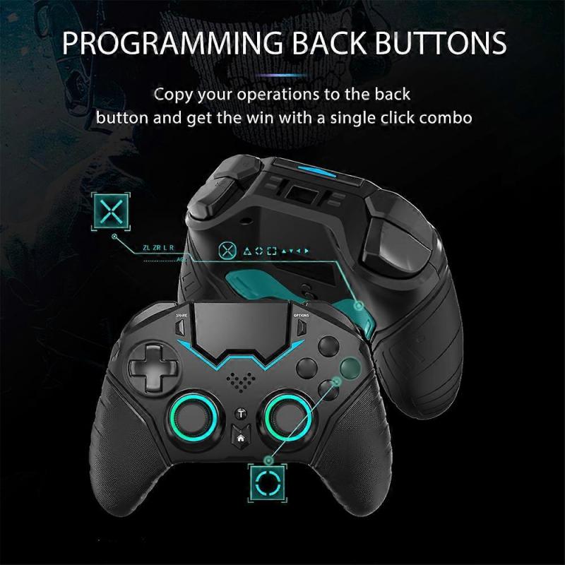NE Controller for PS4 PS3 PC iPhone Wireless Bluetooth Gamepad Remote Control Programmable Turbo 6-axis Gyro RGB Joystick