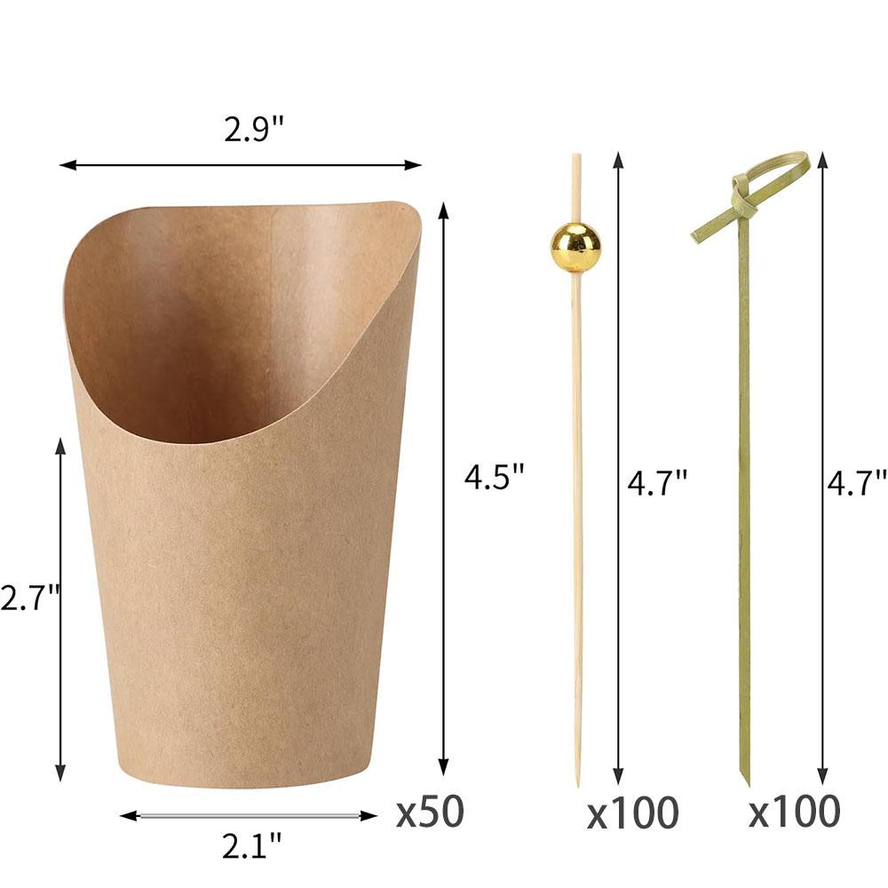 

Charcuterie Cups with Cocktail Picks,12oz Brown French Fry Holder Cups,Appetizers Cups Snack Dessert Cups Popcorn Box for Party