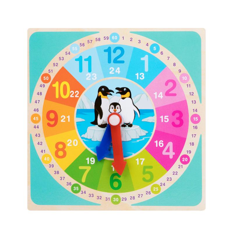 Wooden Multi-color Educational Clock for Children – Teaching Aid & Brain-Teasing Toy